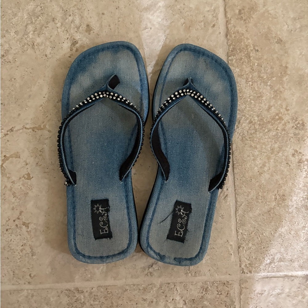 Denim flip flops